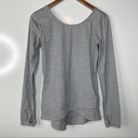 Zella Scoop Back Striped Activewear Long Sleeve Top Small - Picture 1 of 7